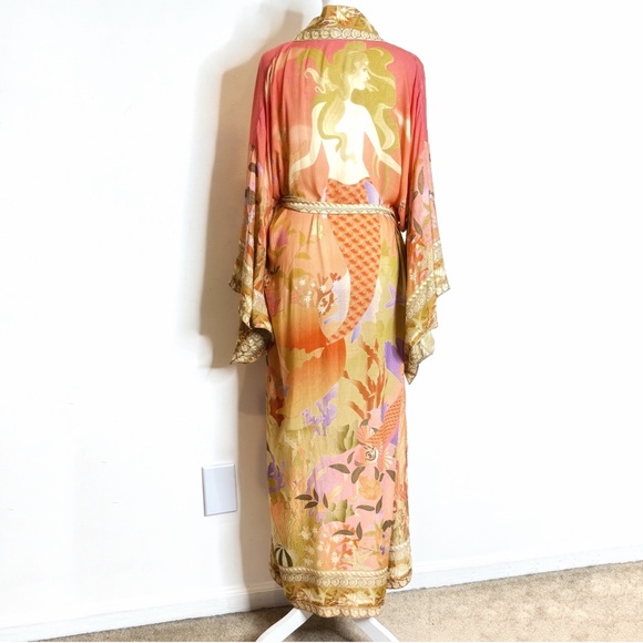 Spell And The Gypsy Madison Mermaid Maxi Robe Kimono Seashell Mermaid Motif S/M - Picture 4 of 15